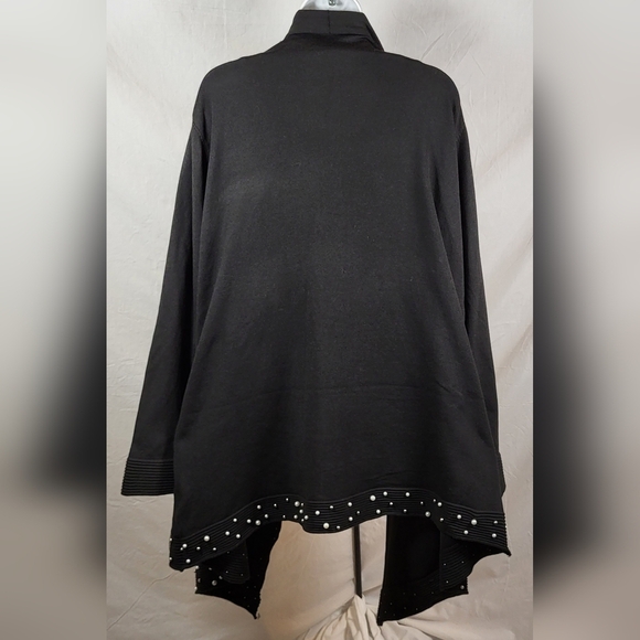 CATO Pearl Embellished Black Waterfall Cardigan - Plus Size 22/24W - Picture 9 of 13